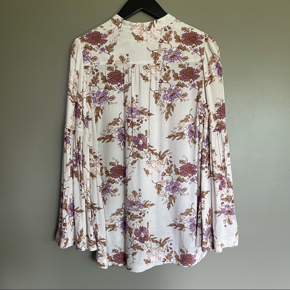 Free People Easy Girl Bell Sleeve Floral Blouse XS - Picture 11 of 16